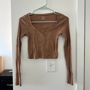 Aerie Cropped Long Sleeve Shirt